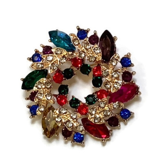 Multi Colored Wreath Brooch - Picture 2 of 6